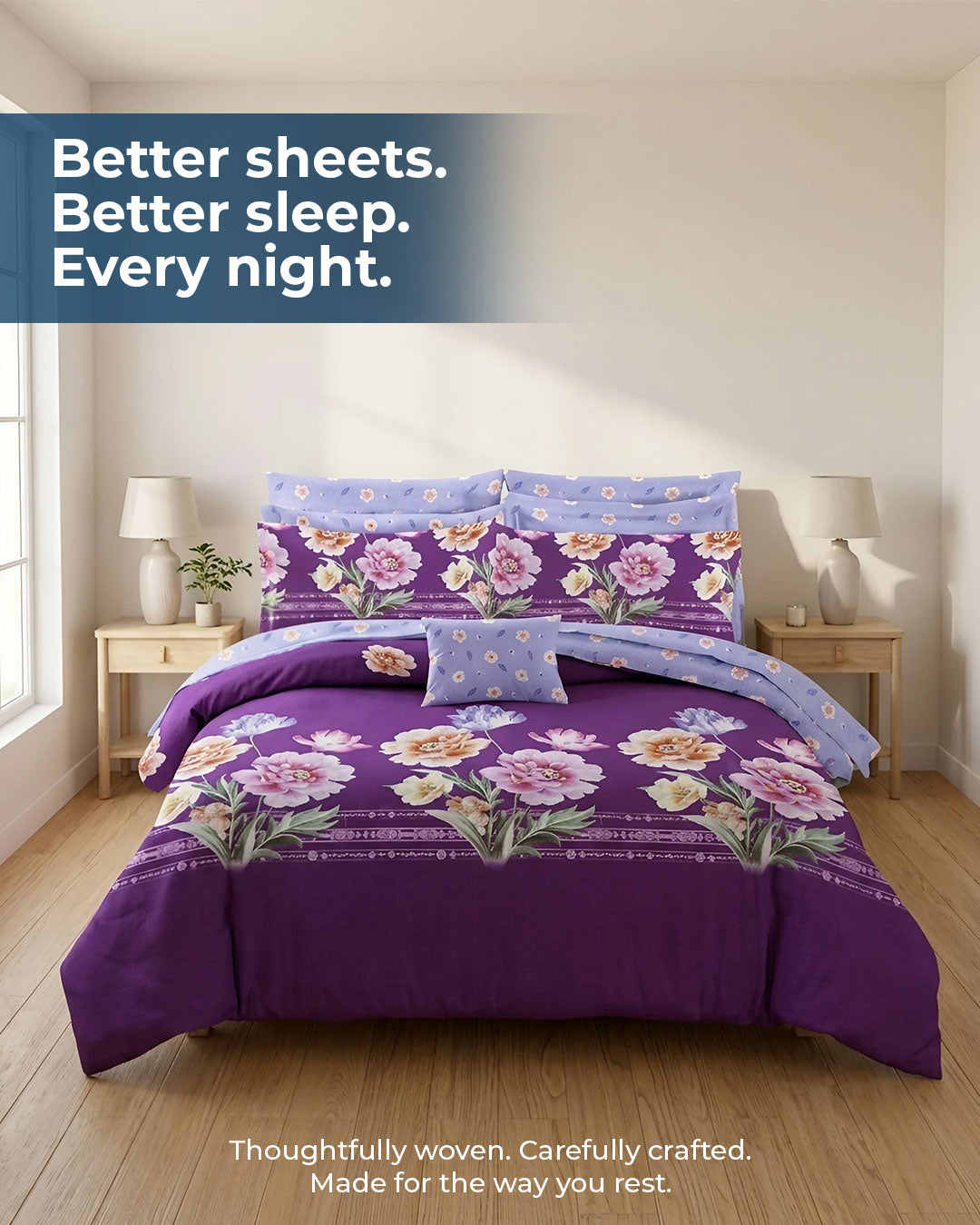 Premium 3-Piece Printed Microfiber Bedsheet Set | Soft & Comfortable Bedding