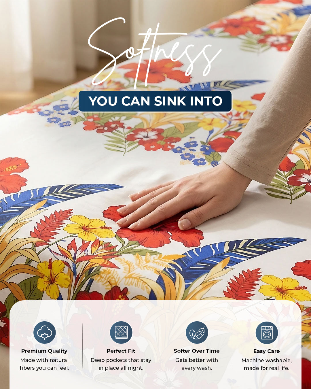 Premium 3-Piece Printed Microfiber Bedsheet Set | Soft & Comfortable Bedding