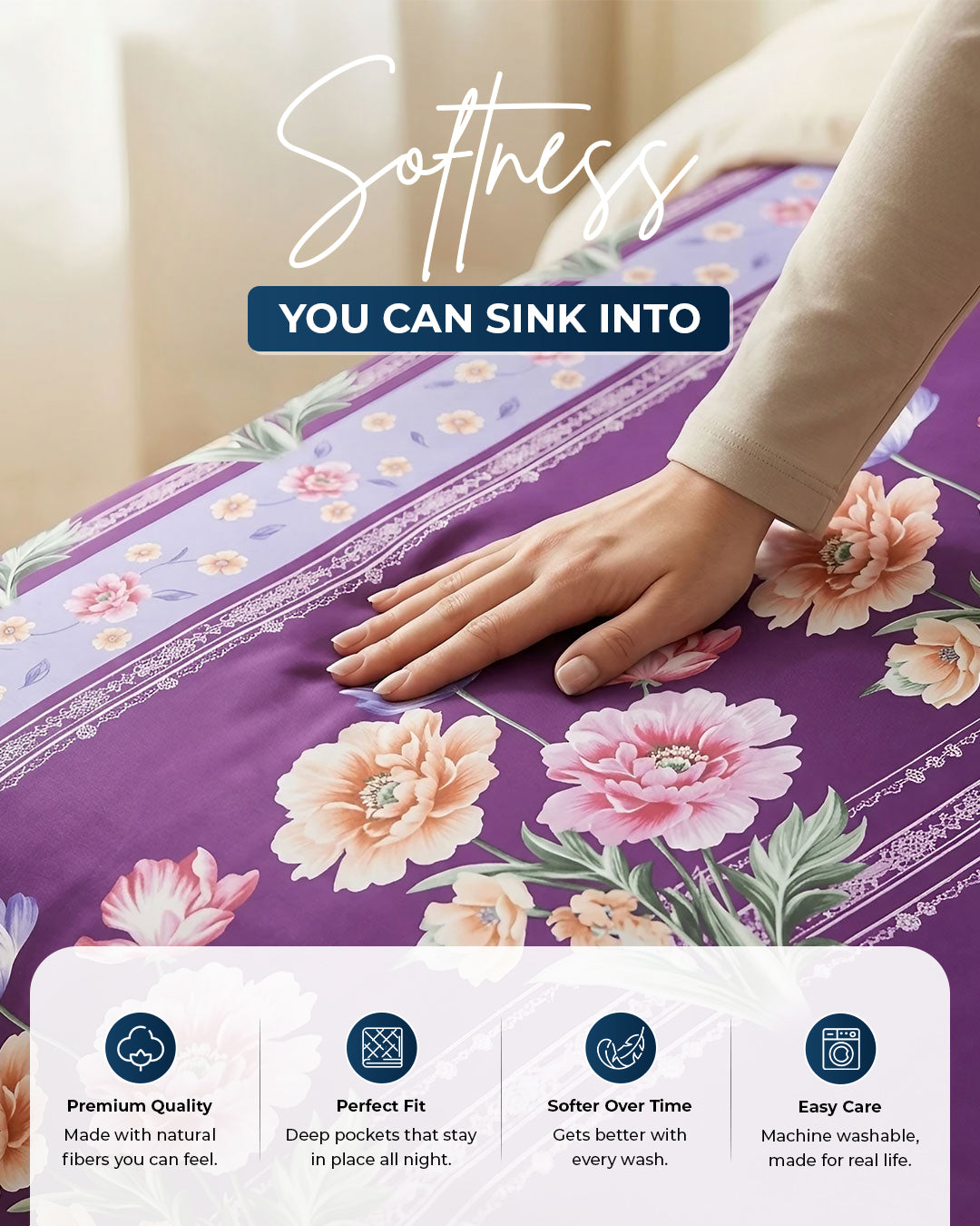 Premium 3-Piece Printed Microfiber Bedsheet Set | Soft & Comfortable Bedding