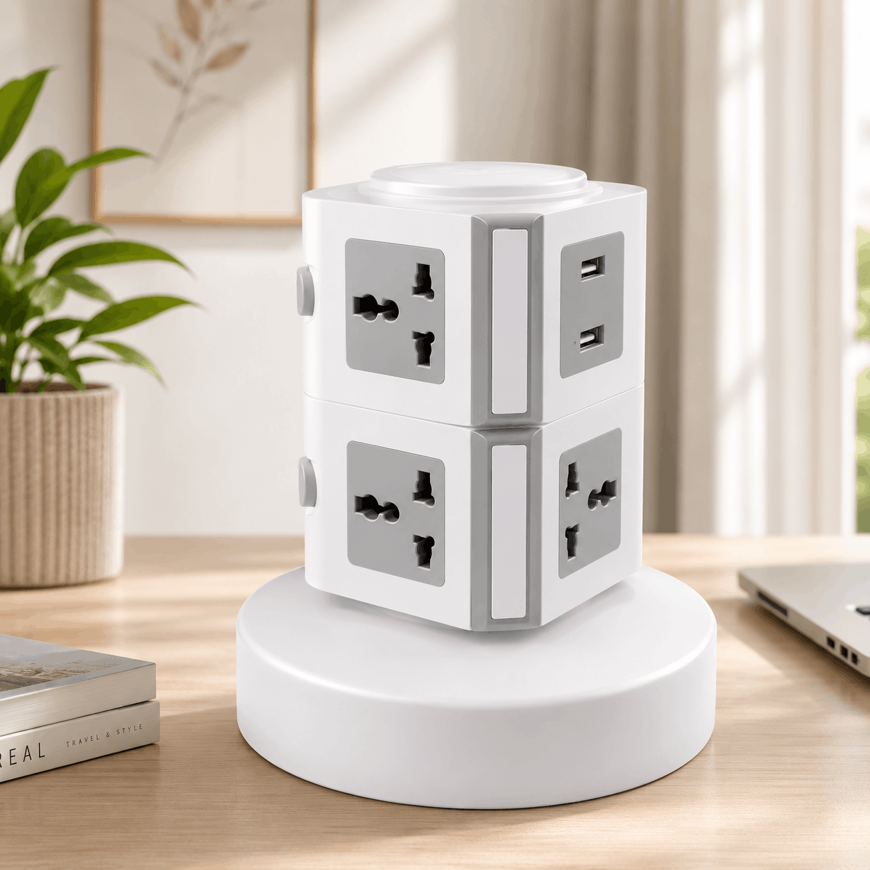 Universal Power Tower Extension Socket with USB Ports