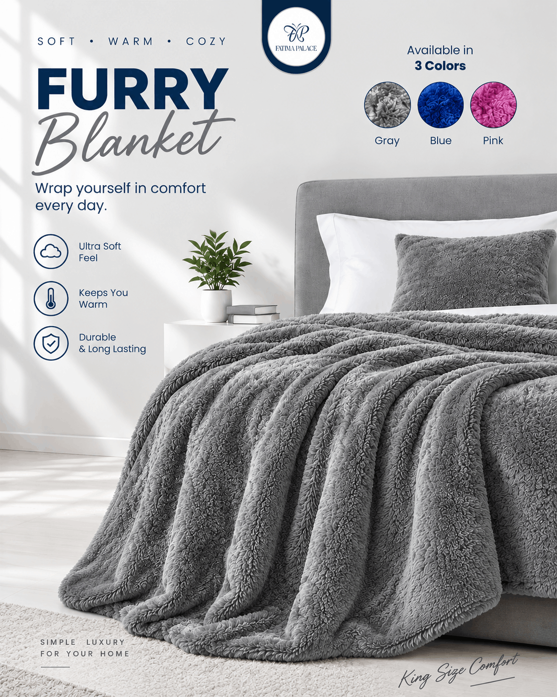 Ultra Soft King Size Furry Blanket