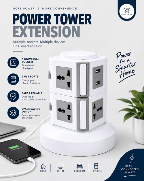 Power Tower Extension Socket with USB