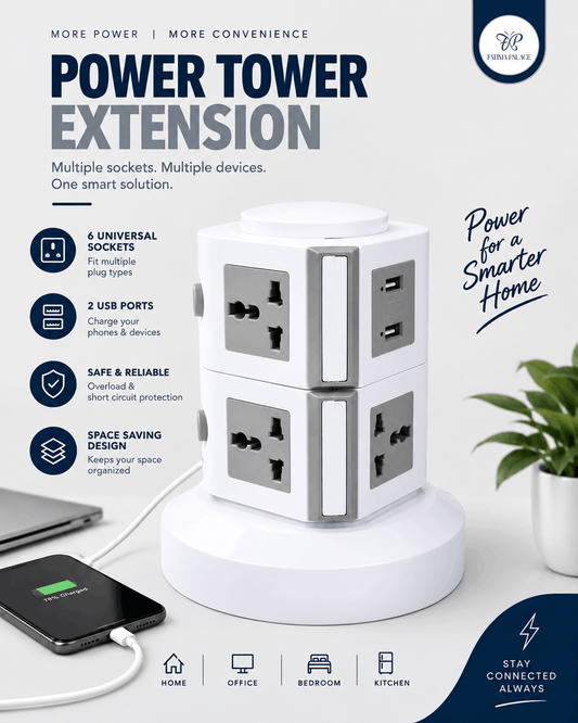 Power Tower Extension Socket with USB