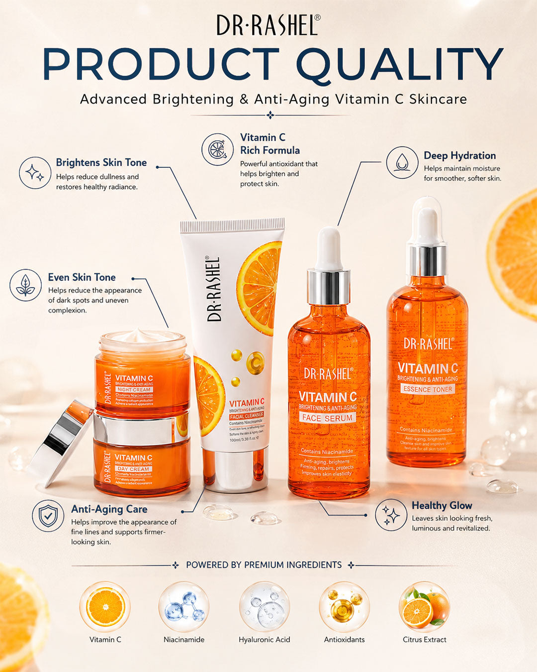 Dr. Rashel Vitamin C 5-Piece Brightening Skincare Set