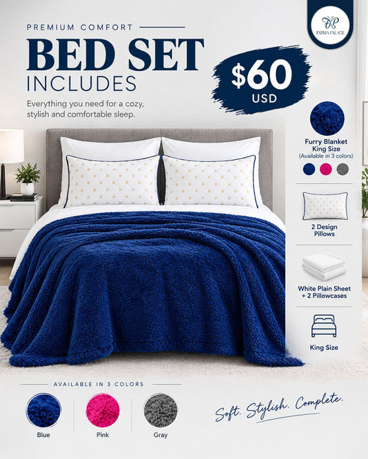 King Size Furry Blanket Bed Set