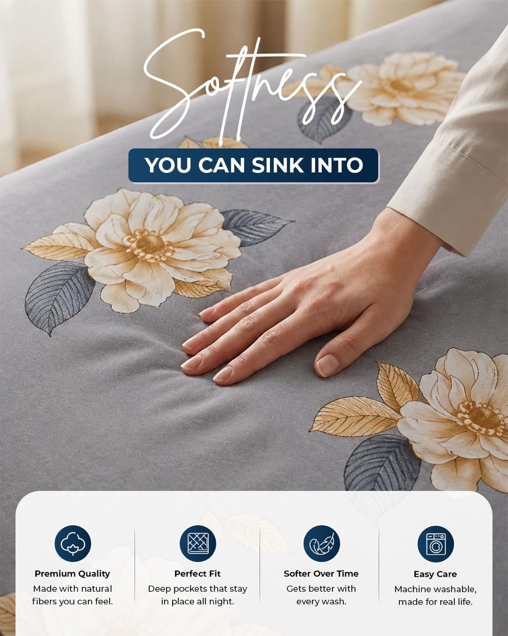 Premium 3-Piece Printed Bedsheet Set