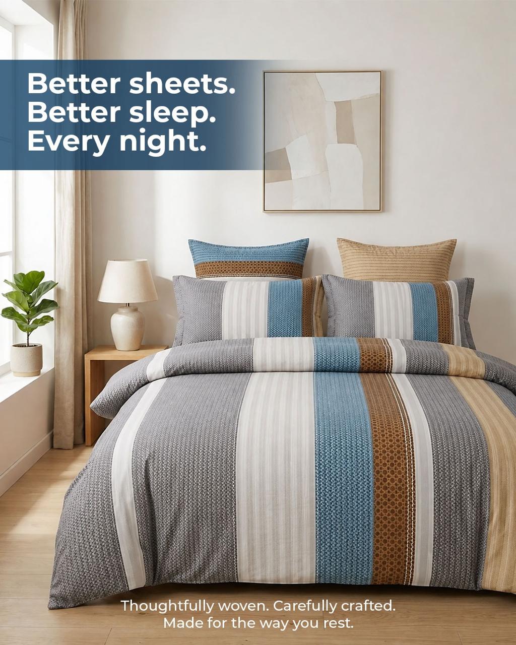 Premium 3-Piece Printed Bedsheet Set